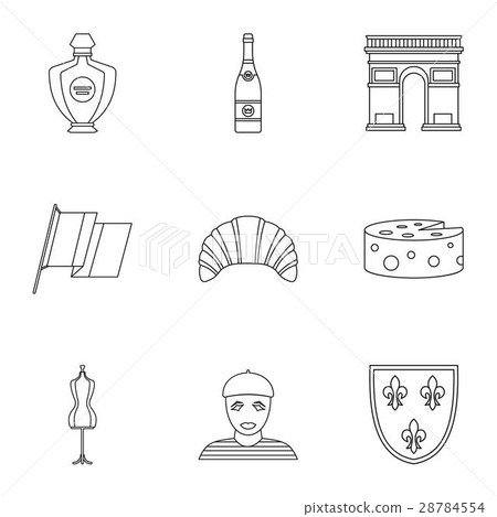 Tourism in France icons set, outline style Tourism in France icons set, outline style 28784554