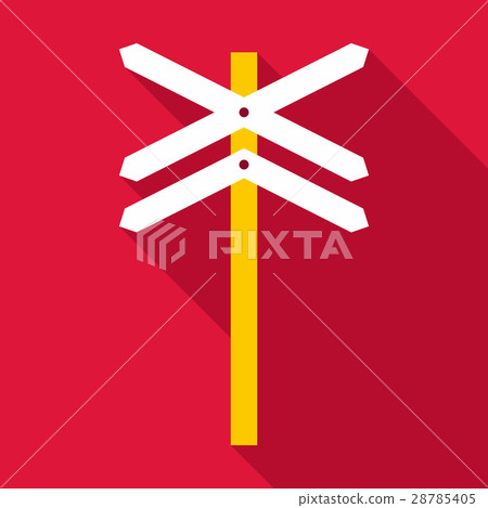 Railroad crossing sign icon, flat style Railroad crossing sign icon, flat style 28785405
