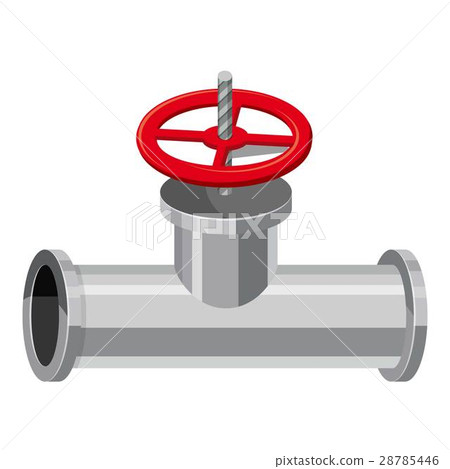 Pipe with a valve icon, cartoon style 28785446