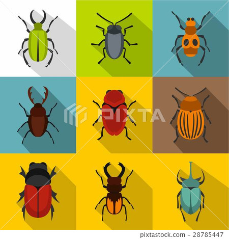 Bugs icons set, flat style 28785447