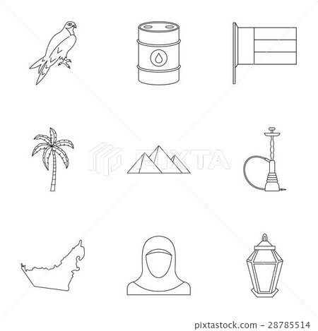 State of UAE icons set, outline style 28785514