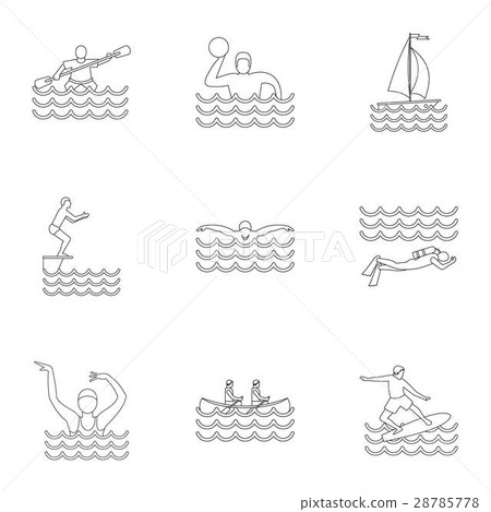 Water exercise icons set, outline style 28785778