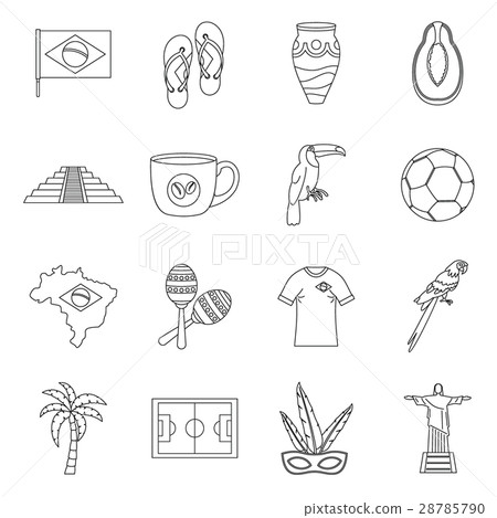 Brazil travel symbols icons set, outline style 28785790