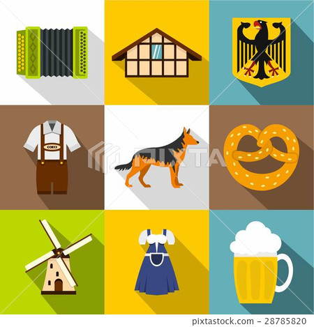 Country Germany icons set, flat style 28785820