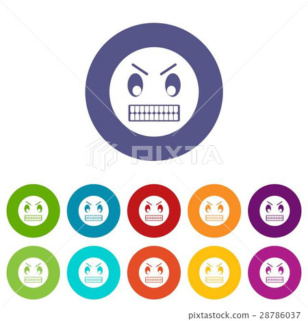 Angry emoticon set icons Angry emoticon set icons 28786037