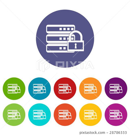 Database with padlock set icons 28786333