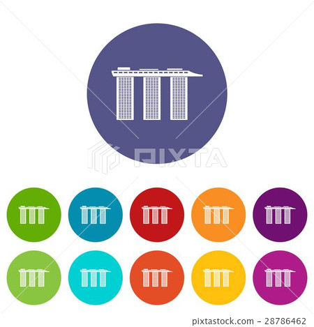 Marina Bay Sands Hotel, Singapore set icons Marina Bay Sands Hotel, Singapore set icons 28786462