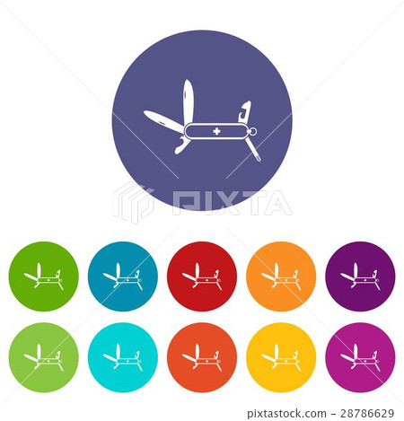 Swiss multipurpose knife set icons Swiss multipurpose knife set icons 28786629