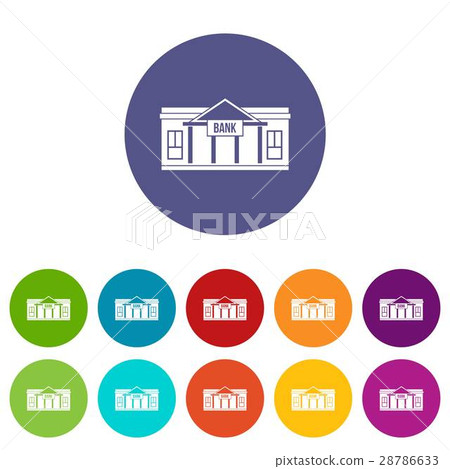 Bank building set icons 28786633