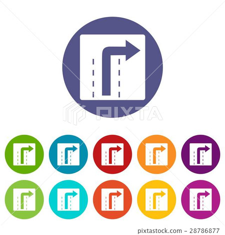 Turn right traffic sign set icons 28786877