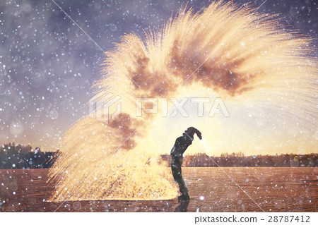 frost effect hot water freezes man pours boiling water frost effect hot water freezes man pours boiling water 28787412