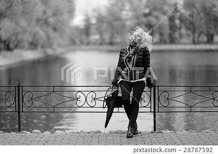 black and white portrait of middle-aged women autumn black and white portrait of middle-aged women autumn 28787592