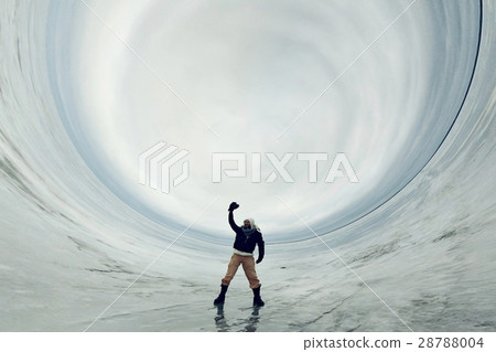abstract portrait of a winter panorama little planet effect 28788004