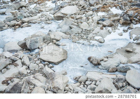 water in the river become to be ice on top  28788701