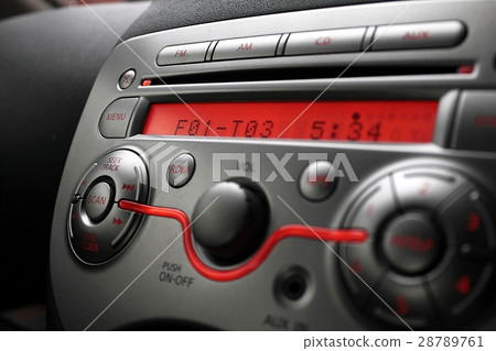 Control panel of car audio player close-up Control panel of car audio player close-up 28789761