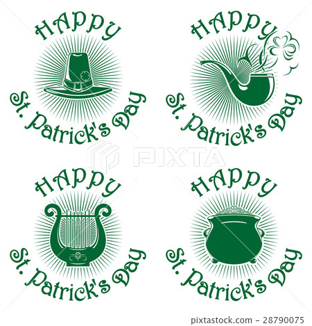 Happy St. Patricks Day green icons set 28790075