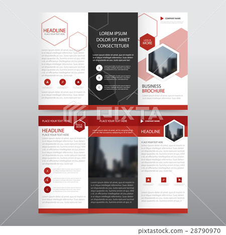Red hexagon business trifold Leaflet Brochure 28790970