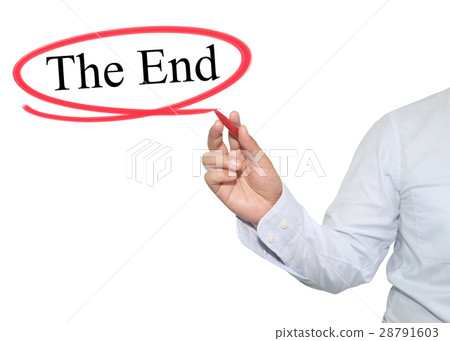 Hand of man write text The End. 28791603