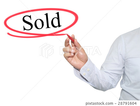 Hand of man write text Sold. Hand of man write text Sold. 28791604
