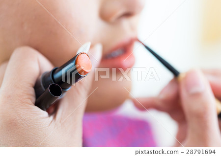 orange lipstick of makeup with cosmetic for woman orange lipstick of makeup with cosmetic for woman 28791694