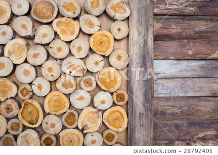 small piece of wood logs used for design decorated 28792405