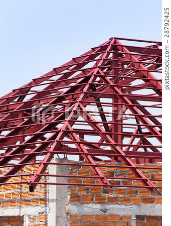 structural steel beam on roof of building structural steel beam on roof of building 28792425