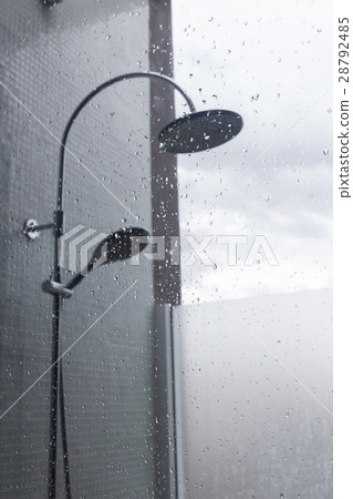 close-up image water drops splash on mirror 28792485
