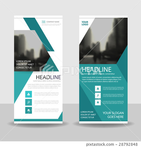 Green triangle roll up business brochure flyer 28792848