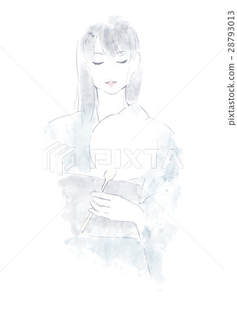 A woman in a yukata with a fan 28793013