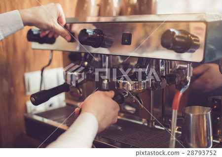 Concept for professional barista in coffee shop Concept for professional barista in coffee shop 28793752