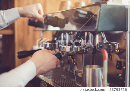 Concept for professional barista in coffee shop Concept for professional barista in coffee shop 28793756