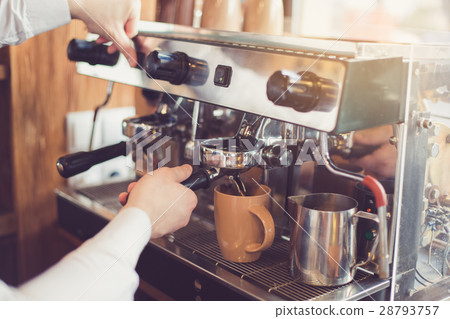 Concept for professional barista in coffee shop Concept for professional barista in coffee shop 28793757