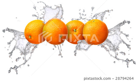 Water splash with orange isolated Water splash with orange isolated 28794264