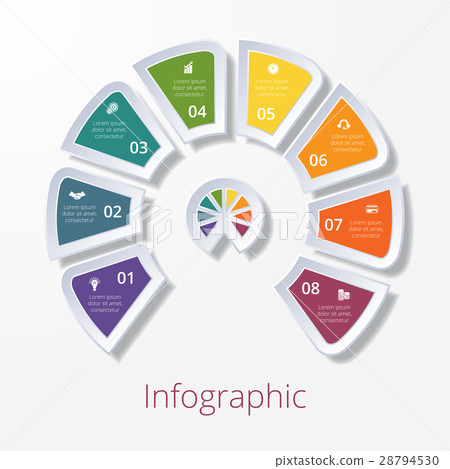 semicircle diagram with eight multicolored element 28794530