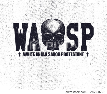 WASP inscription with skull. Hand drawn. 28794630