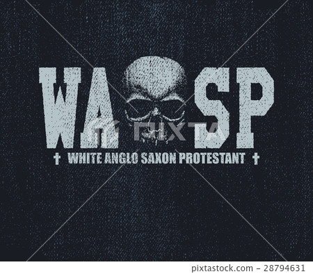 WASP inscription with skull. Hand drawn. 28794631