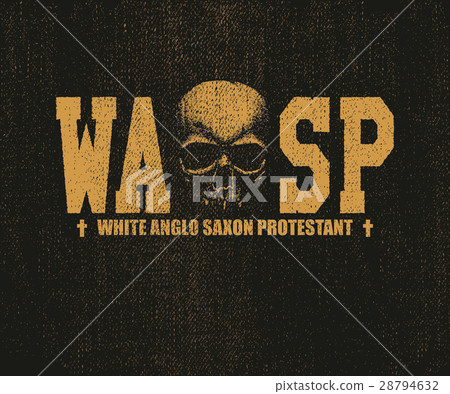 WASP inscription with skull. Hand drawn. 28794632