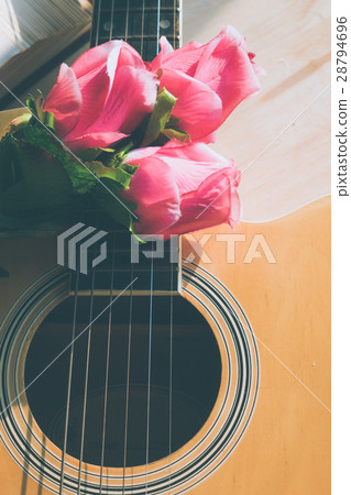 Rose flowers on guitar Rose flowers on guitar 28794696