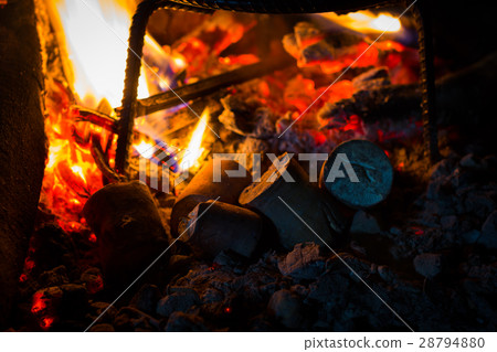 closeup cassava in campfire 28794880