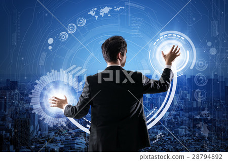 Male and futuristic interface 28794892