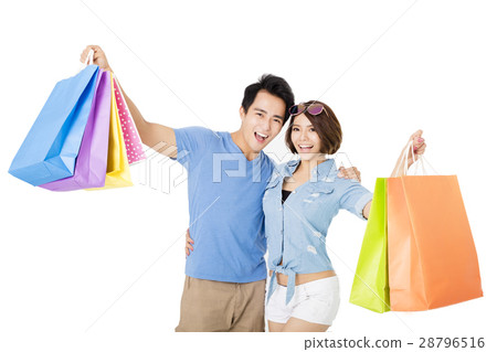 happy young Couple with shopping bags happy young Couple with shopping bags 28796516