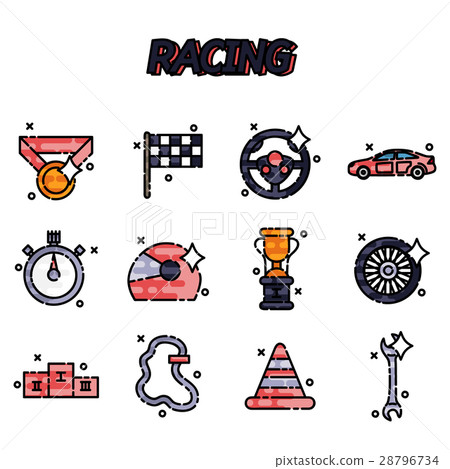 Racing flat concept icons 28796734