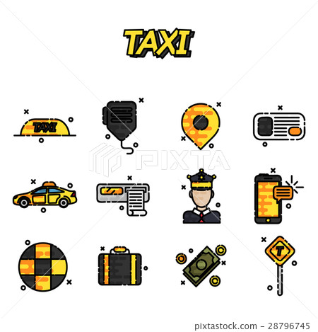 Taxi flat concept icons Taxi flat concept icons 28796745