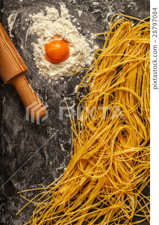 Fresh homemade pasta, spaghetti. Fresh homemade pasta, spaghetti. 28797084