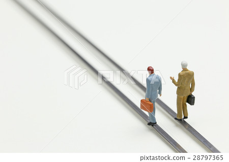 Businessmen walking parallel lines Businessmen walking parallel lines 28797365