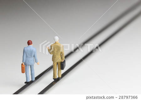 Businessmen walking parallel lines Businessmen walking parallel lines 28797366
