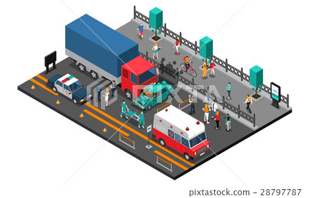 Road Crash Isometric Illustration Road Crash Isometric Illustration 28797787