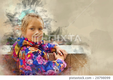Girl in bright jacket 28798099