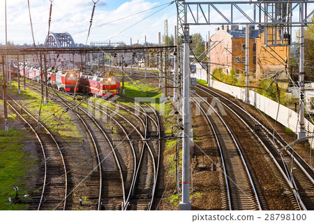 Locomotives on railroad tracks, Russia 28798100