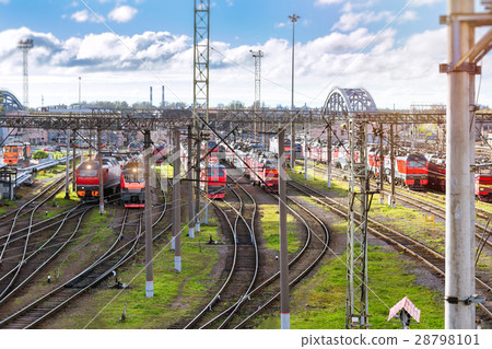 Locomotives on railroad tracks, Russia Locomotives on railroad tracks, Russia 28798101